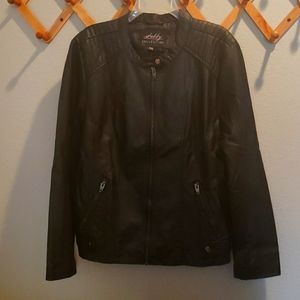 Black Faux Leather Biker Jacket XXL